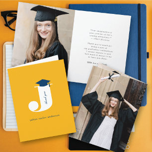 Carte De Remerciements Casquette de remise des diplômes Monogramme J clas