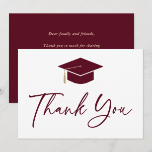 Carte De Remerciements Casquette de remise des diplômes rouge et blanc mo