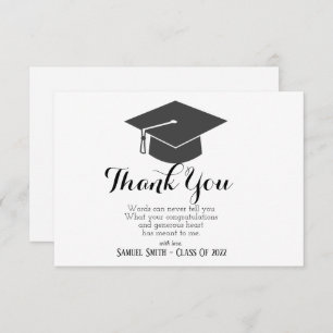 Carte De Remerciements Casquette et Tassel Black & White Bold