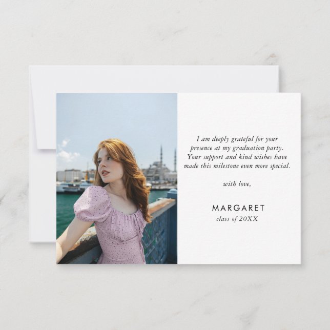 Carte De Remerciements Casquette minimum Gold Grad Moderne Photo Graduati (Dos)