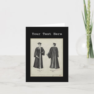 Carte De Remerciements Casquette vintage diplômée + Gown Noir