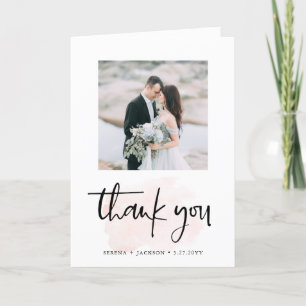 Carte De Remerciements Casual Script   Photo Mariage minimaliste