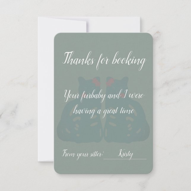 Carte De Remerciements Cat/Pet Sitter's Thank You Card (Devant)