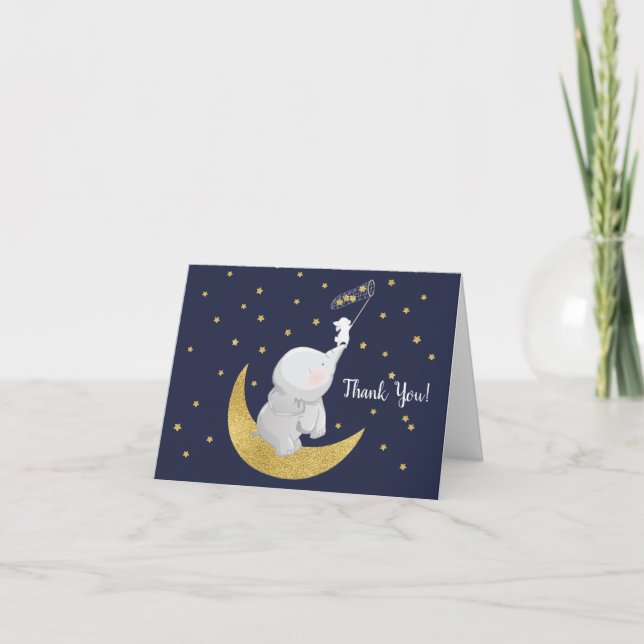 Carte De Remerciements Catch A Star Elephant Baby Shower Thank You (Devant)