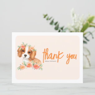 Carte De Remerciements Cavalier King Charles Spaniel Pêche Florale