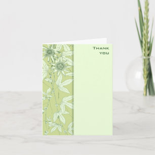 Carte De Remerciements Celadon Green Botanical Floral Thank You Note Card