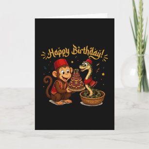 Carte De Remerciements Célébration d'anniversaire de singe drôle et de se