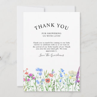 Carte De Remerciements Célébration de Baby Shower aux Fleurs Sauvages Mul