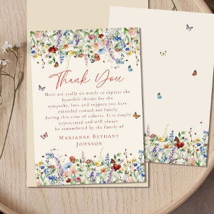 Carte De Remerciements Célébration de la vie en souvenir des fleurs sauva