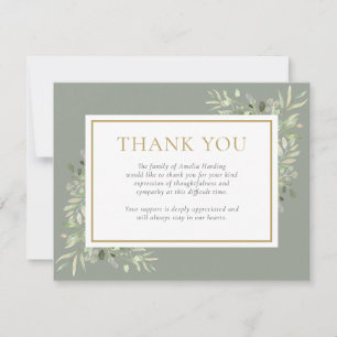 Carte De Remerciements Célébration De La Vie Funéraire De Verdure Aquarel