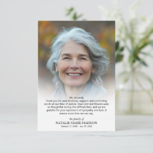 Carte De Remerciements Célébration de la vie Photo