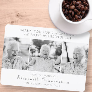 Carte De Remerciements Célébration de sa vie Moderne Simple Trois photos