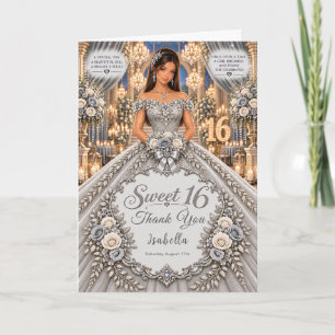 Carte De Remerciements Célébration des 16 ans Silver Sweet