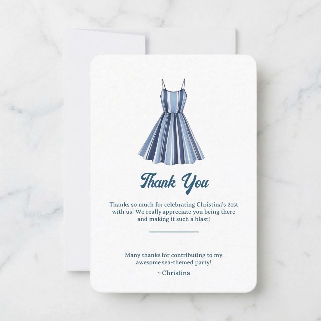 Carte De Remerciements Célébration des Rayures au Bord de Mer (Complete your matching party suite.)