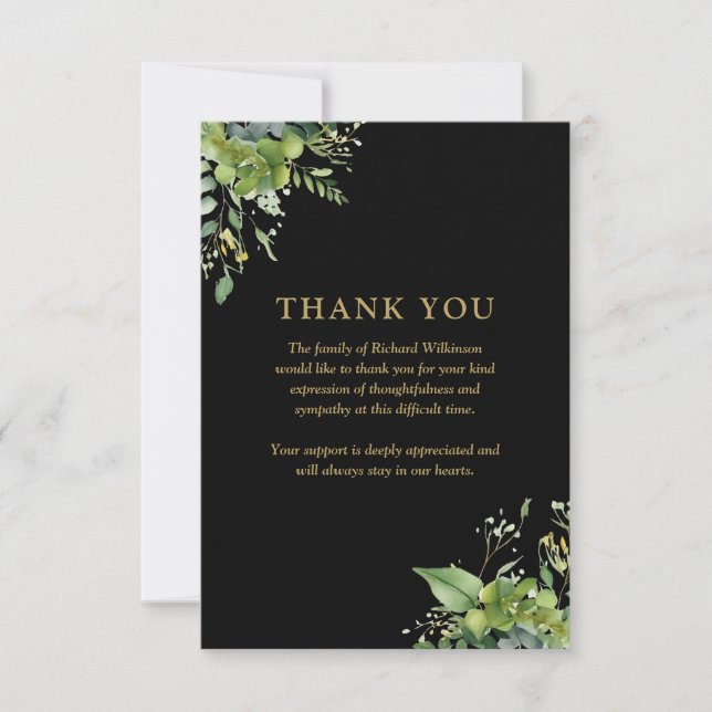 Carte De Remerciements Célébration florale de verdure de funérailles de v (Devant)