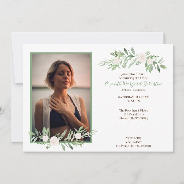 Carte De Remerciements Célébration florale ene ivoire élégante (Devant)