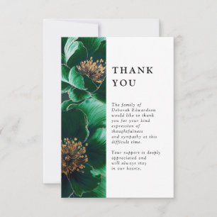 Carte De Remerciements Célébration Florale Verte De La Vie Funéraire