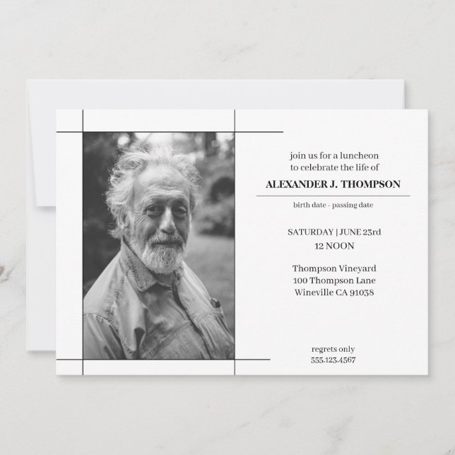 Carte De Remerciements Célébration moderne noir et blanc de la vie - Funé (Devant)