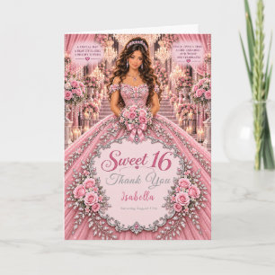 Carte De Remerciements Célébration Rose pour les 16 ans