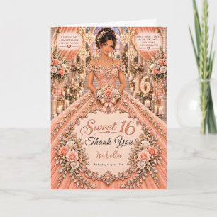 Carte De Remerciements Célébration Sweet 16 Rose Pêche