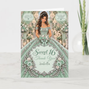Carte De Remerciements Célébration Sweet 16 Vert Menthe