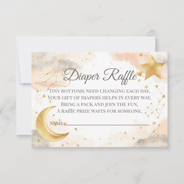 Carte De Remerciements Celestial Diaper Raffle Card | Gold Stars (Devant)