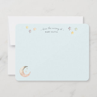 Carte De Remerciements Celestial Moon and Stars Blue Baby Boy Shower