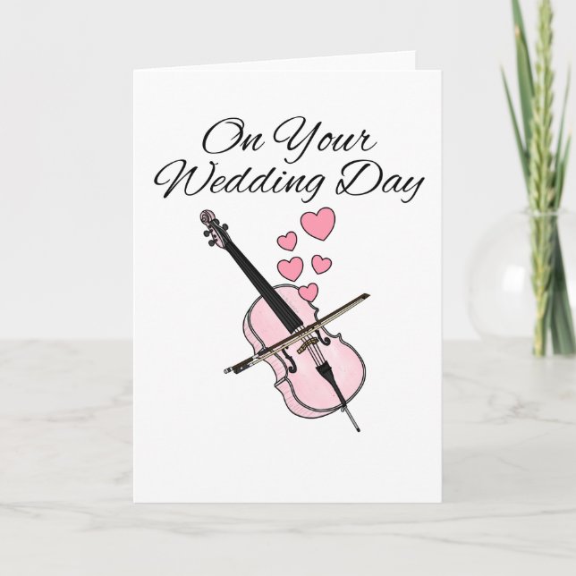 Carte De Remerciements Cello Mariage Card Cellist String Musicien (Devant)