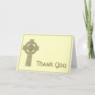 Carte De Remerciements Celtic Cross en or et Mythic Ivory Thank You