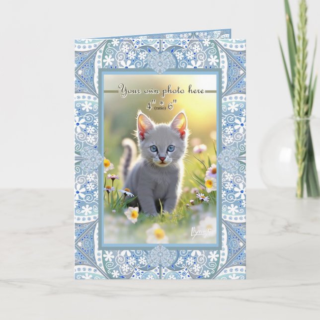 Carte De Remerciements Céramique Lace Lumière Bleu jour de la mère (Devant)