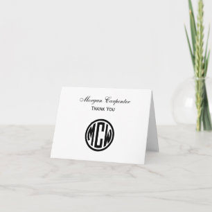 Carte De Remerciements Cercle monochrome monogramme fonte DIY BG