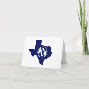 Carte De Remerciements Cercle monogrammé blanc prépa Texas Navy DIY BG