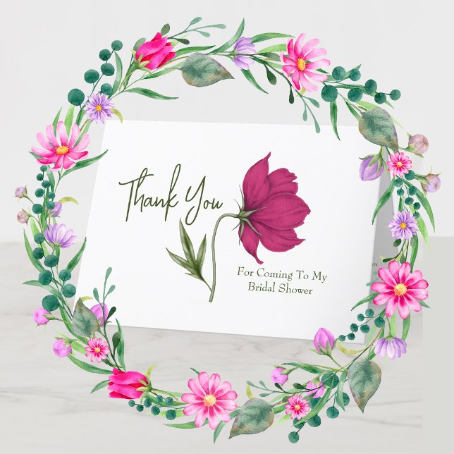 Carte De Remerciements Cérémonie de Mariage aux Fleurs Élégantes Rouges (Créateur téléchargé)