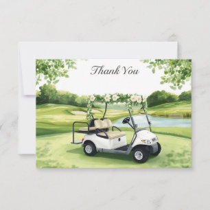 Carte De Remerciements Cérémonie de mariage de golf avec chariot de golf