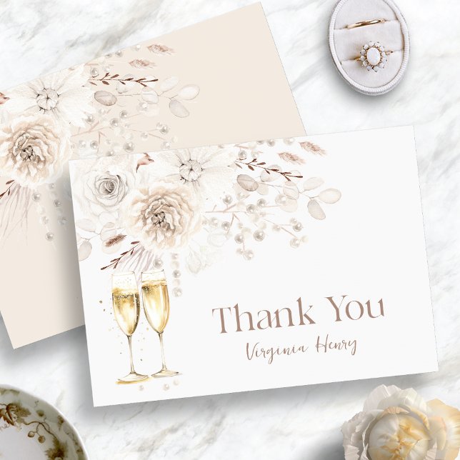 Carte De Remerciements Cérémonie de mariage de perles (Pearls Bridal Shower Thank You Card
)