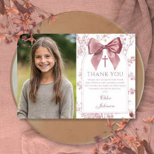Carte De Remerciements Cérémonie de première communion Fille Fleurie Ruba
