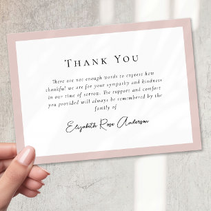 Carte De Remerciements Cérémonie funéraire de Sympathie de Bereavity Rose