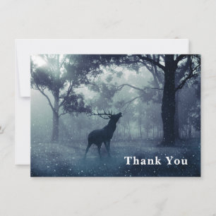 Carte De Remerciements Cerf avec Antlers dans la forêt ombragée