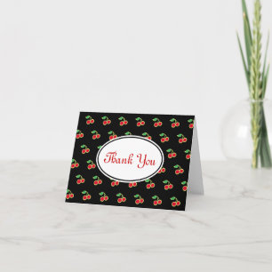 Carte de remerciements cerise noire