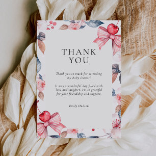 Carte De Remerciements Cerise sur le Baby shower de coquette de la cornei