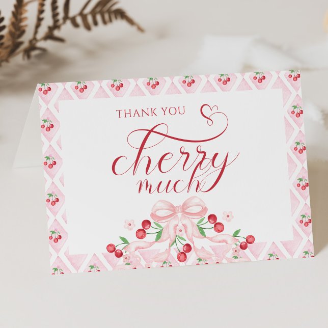 Carte De Remerciements Cerise sur le Baby shower supérieur (Créateur téléchargé)