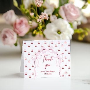 Carte De Remerciements Cerise sur le dessus Baby shower de la chèvre rose