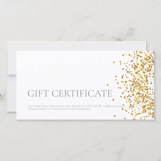 Carte De Remerciements Certificat cadeau design de luxe Gold Sparkle Blan (Devant)