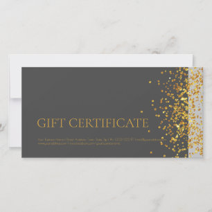 Carte De Remerciements Certificat cadeau design de luxe Gold Sparkle Grey