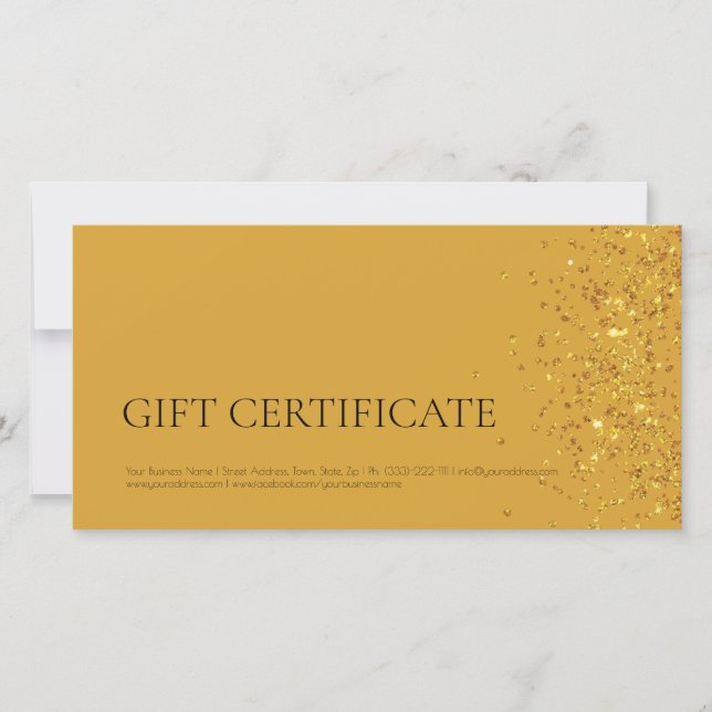 Carte De Remerciements Certificat cadeau design de luxe Gold Sparkle Jaun (Devant)