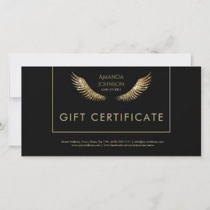 Carte De Remerciements Certificat cadeau Lash White Gold Wings Black