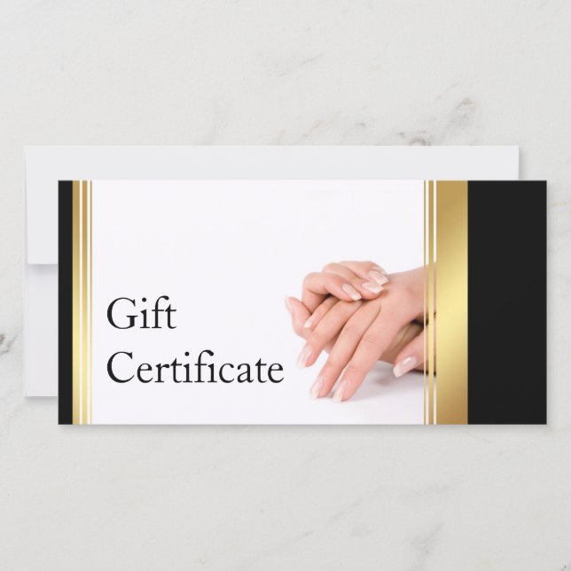 Carte De Remerciements Certificat cadeau Manicure Nail Salon Simple Blanc (Devant)