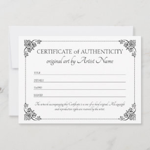 Carte De Remerciements Certificat d'authenticité classique et élégant
