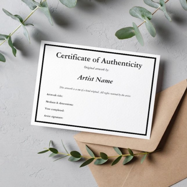 Carte De Remerciements Certificat d'authenticité personnalisable pour l'a (Créateur téléchargé)