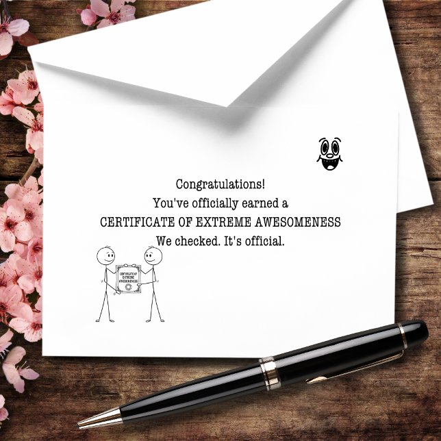 Carte De Remerciements Certificat d'extrême awesomeness (Officially certified awesome. We checked. It's true.)